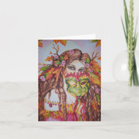 Herfst Godin Oogst Maan Masquerade Notecard