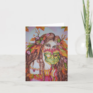 Herfst Godin Oogst Maan Masquerade Notecard Kaart