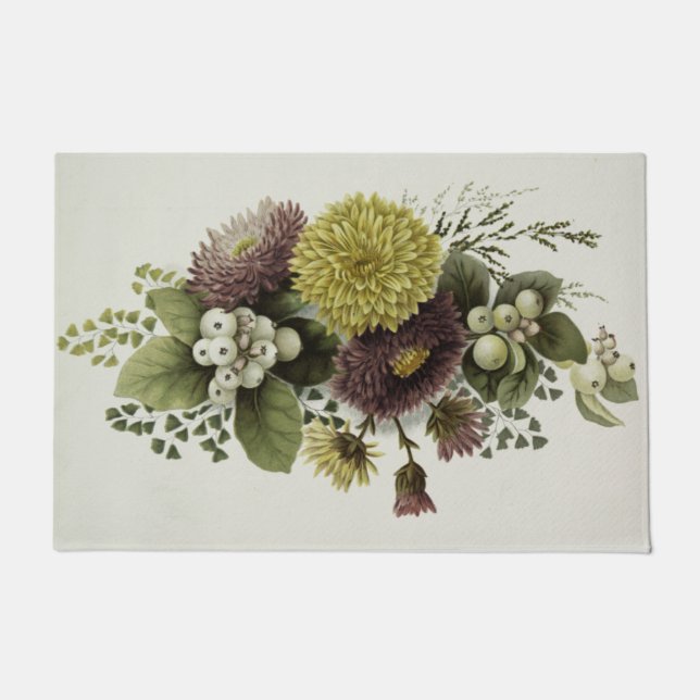  herfst Gold Chrysanthema met Berries Deurmat (Voorkant)