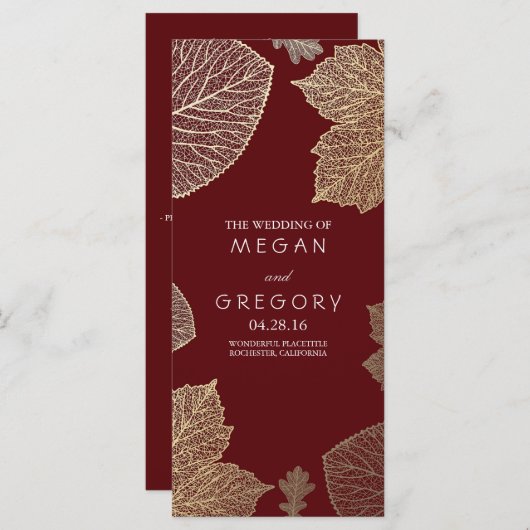 Herfst Gold en Bourgogne verlaat huwelijksprogramm Programma (Voorkant / Achterkant)