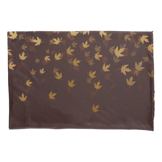 Herfst Gold Leaves Pattern Kussensloop (Voorkant-Links)