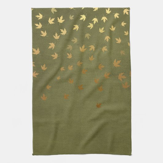 Herfst Gold Leaves Pattern Theedoek (Verticaal)