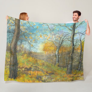 Herfst golden in een eikenbos fleece deken