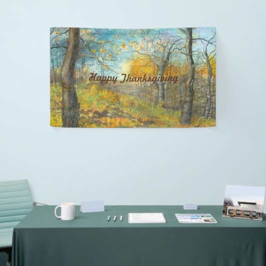Herfst golden in een eikenbos spandoek (Beurs)