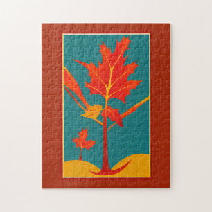 Herfst golden oranje leaf briefkaart legpuzzel