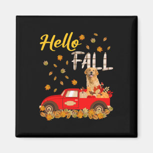 Herfst Golden Retriever Leaf Autumn Red Truck Dog Magneet