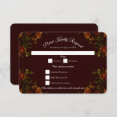 Herfst Gothic Wedding Rustic Oranje maroon Kaart (Voorkant / Achterkant)