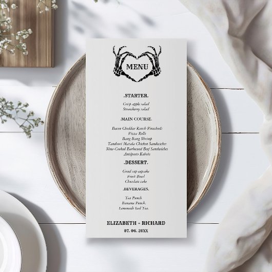 Herfst Gotische Halloween Skull Wedding Menu