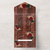 Herfst Goud Bourgogne Houten Smaragd Groen All In One Uitnodiging (Binnen)