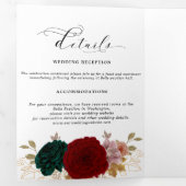 Herfst Goud Bourgogne Smaragd Greeny Floral Drieluik Aankondiging (Binnenzijde eerst)