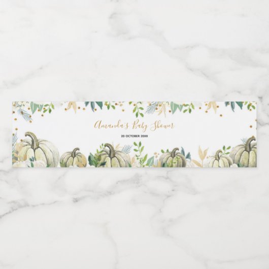 Herfst Gouden en Witte Pompoen Waterflesetiketten Waterfles Etiket (Enkel label)