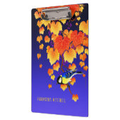 Herfst Grape Vine Great Tit Bird Leaves Blue Klembord (Links)