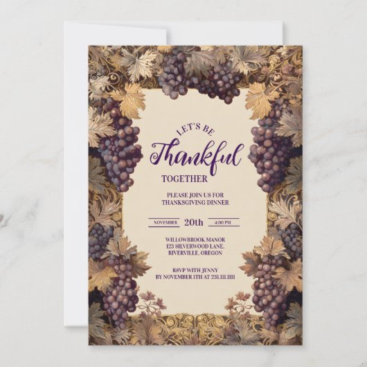 Herfst Grapevine Thanksgiving Viering Kaart (Voorkant)