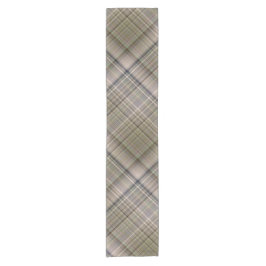 Herfst Grass Brown en Olive Green Plaid Korte Tafelloper