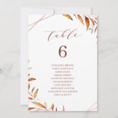 Herfst Greenery Geometric table number seating cha Kaart (Voorkant)
