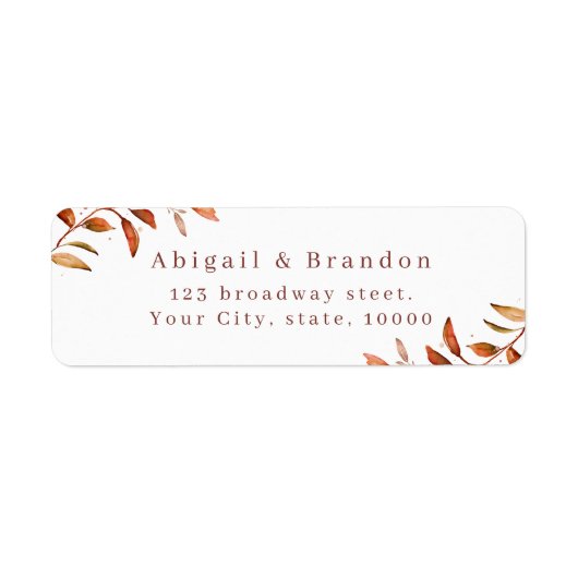 Herfst Greenery Rustic Wedding Return Label (Voorkant)