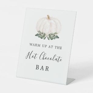 Herfst Greenery White Pumpkin Hot Chocolate Bar Si Reclamebord Met Voetstuk