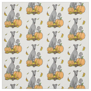 Herfst Greyhound (grijs) Dog Pumpkins Leaves Funny Stof