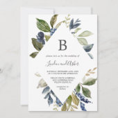 Herfst groen diamant monogram bruiloft kaart (Voorkant)