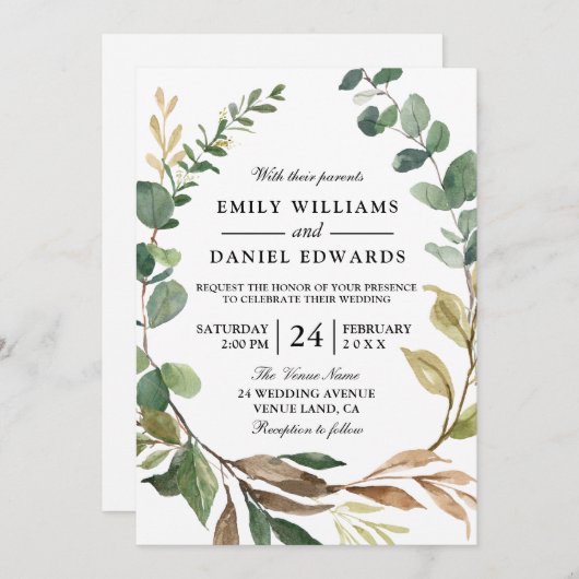 Herfst groene bladeren met een groot tintje kaart (Voorkant / Achterkant)