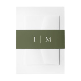 Herfst Groene Boho Minimalistische Monogram Trouwd Uitnodigingen Wikkel