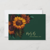 Herfst Groene Zonnebloem Rustieke Fall Wedding RSVP Kaartje (Voorkant)