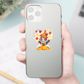 Herfst Hallo Vibes Gnome Pompoen Hart Sticker (Telefoon)