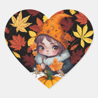 Herfst Hallo Vibes Gnome Pompoen Hart Sticker