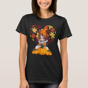 Herfst Hallo Vibes Gnome Pompoen Hart T-shirt