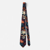 Herfst Halloween Botanische Skulls & Flowers Strop Stropdas (Voorkant)
