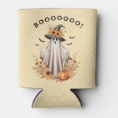 Herfst Halloween Ghost met pompoenen en zonnebloem Blikjeskoeler (Voorkant)