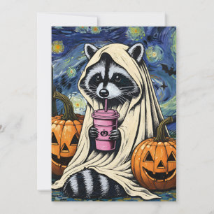 Herfst Halloween Ghost Pumpkin Raccoon Kostuum Spo Kaart