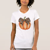 Herfst Halloween Pompoen Leopard Pattern Bow T-shirt (Voorkant)