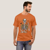 Herfst Halloween Skeleton Sinaasappel T-shirt (Voorkant volledig)