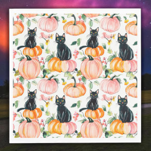 Herfst Halloween Zwarte katten en pompoen ontwerp Servet