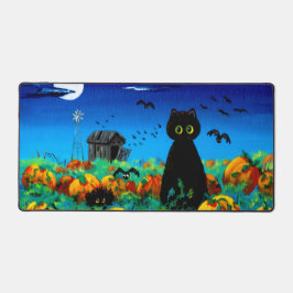 Herfst Halloween Zwarte Katten Maan Pompoenen Bureaumat