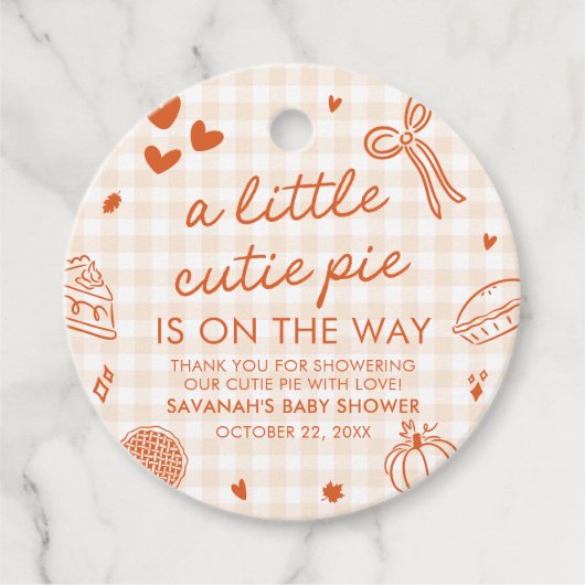 Herfst Hand getekend een beetje Cutie Pie Baby sho Bedankjes Labels (Voorkant)