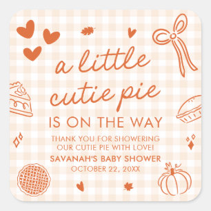 Herfst Hand getekend een beetje Cutie Pie Baby sho Vierkante Sticker
