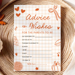 Herfst Hand Getekende Baby Shower Advies en Wensen Kaart