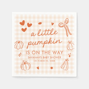 Herfst Hand Getekende Kleine Pompoen Baby Shower Servet