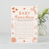 Herfst Hand Getrokken Baby Naam Race Baby shower G Kaart (Staand voorkant)