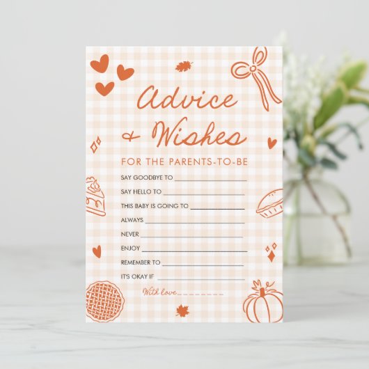 Herfst Hand Getrokken Baby shower Advies en Wensen Kaart (Staand voorkant)