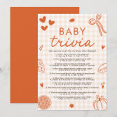 Herfst Hand getrokken Baby shower Baby Trivia spel Kaart (Voorkant / Achterkant)
