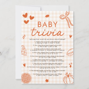 Herfst Hand getrokken Baby shower Baby Trivia spel Kaart