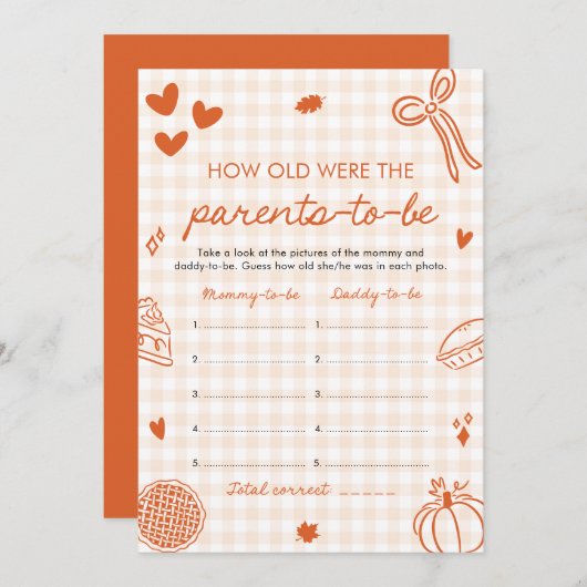 Herfst Hand getrokken Baby shower hoe oud ze waren Kaart (Voorkant / Achterkant)