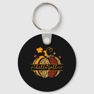Herfst Happy Herfst Y'all Herfst Pompoen Leopard V Sleutelhanger