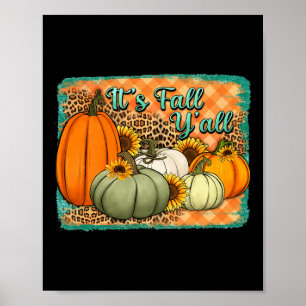 Herfst Happy Herfst Y'all Luipaard Pompoen Herfst Poster