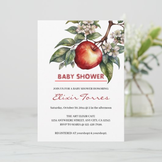 Herfst Harvest Apple Branch Floral Baby shower Kaart (Staand voorkant)