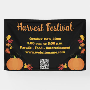 Herfst Harvest Autumn QR Code Pumpkin Festival Spandoek