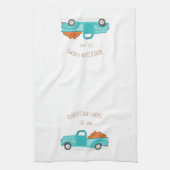 Herfst Harvest  Blue Truck gepersonaliseerd Theedoek (Verticaal)